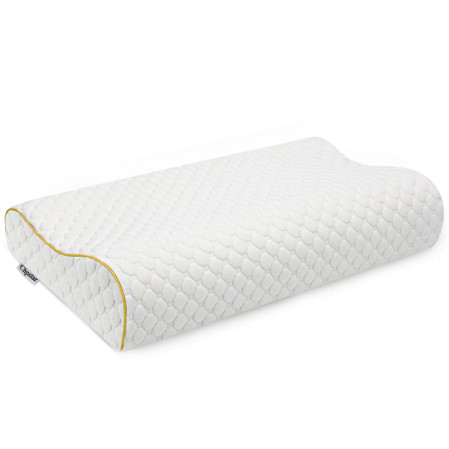 Chpstar Memory Foam Pillow Neck Bed Contour Pillow for Sleeping Ergonomic Orthopedic Cervical Pillow for Side Back Stomach Sleeper QueenFirmGold