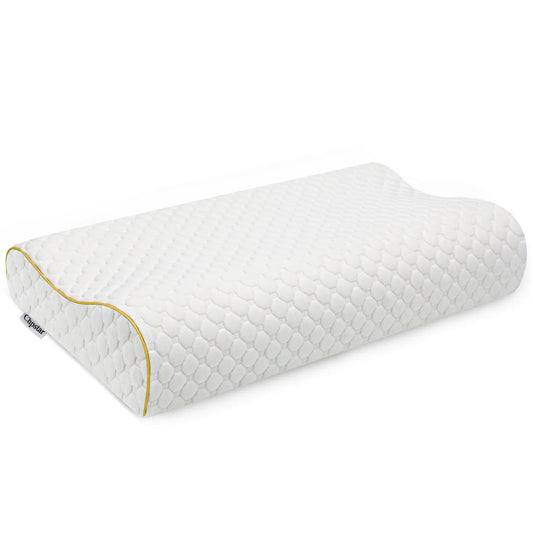 Chpstar Memory Foam Pillow Neck Bed Contour Pillow for Sleeping Ergonomic Orthopedic Cervical Pillow for Side Back Stomach Sleeper QueenFirmGold